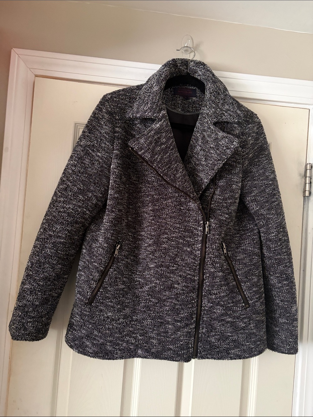 James Jeans Boyfriend Moto Coat in Gray M